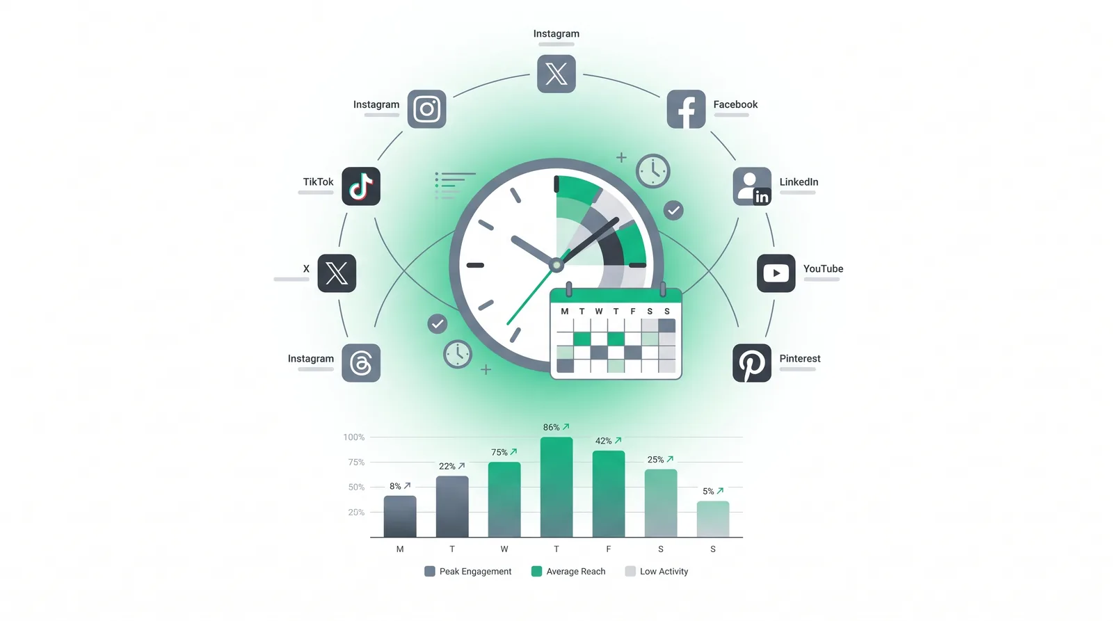 Best time to post on social media 2026 platform-by-platform engagement chart