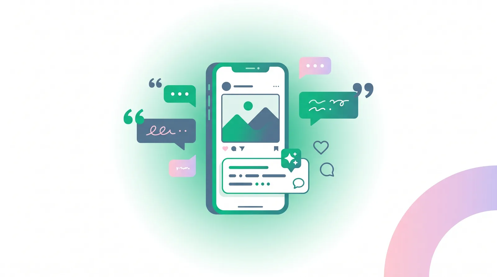 Collection of copy-and-paste captions for Instagram organized by category on a phone screen